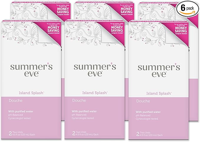Summer's Eve Douche for Women, Island Splash, Gentle pH-Balanced Formula Helps Reduce Vaginal Odor, 2 Bottles 4.5 Oz Each, Pack of 6