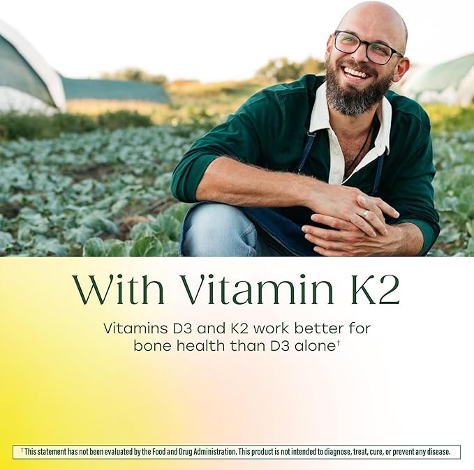 MegaFood Vitamin D3 5000 IU (125 mcg) - Vegetarian Supplements with Vitamin D3 K2 - Supports Bones, Teeth, Muscles & Immune Health - Certified Non-GMO - 120 Mini Capsules, 120 Servings (Pack of 2)