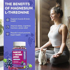 Magnesium Threonine Gummies 1000mg, L-Threonine Gummies for Adults, Great Magnesium Supplements for Brain, Non-GMO, Gluten Free, Vegan, 120 Grape Magnesium Gummies