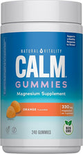 Natural Vitality Calm Magnesium Gummies | 330mg Per Serving | Orange Flavored Supplement | Gluten-Free & Vegan | 240 Count