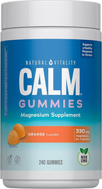 Natural Vitality Calm Magnesium Gummies | 330mg Per Serving | Orange Flavored Supplement | Gluten-Free & Vegan | 240 Count