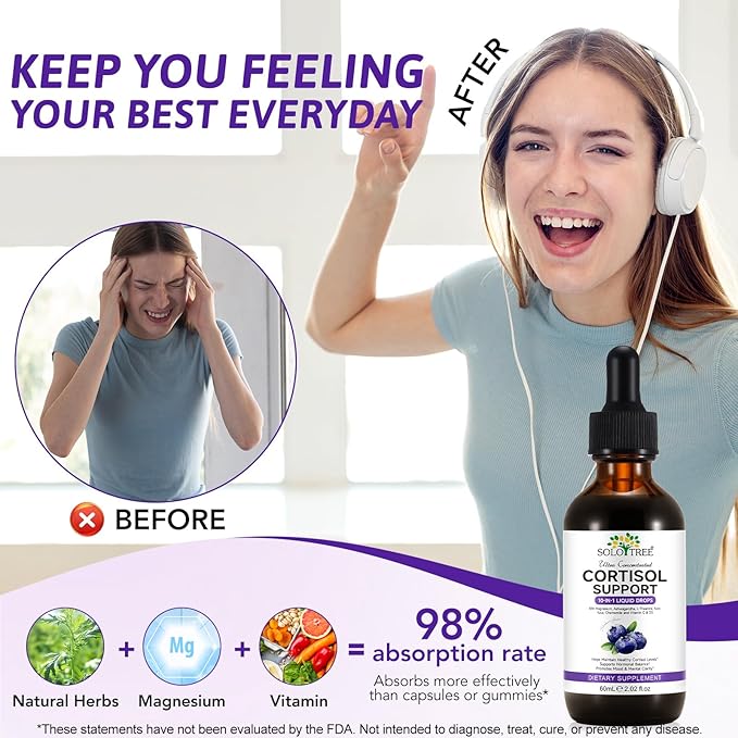 Cortisol Supplements for Women & Men - Control & Lower High Cortisol Level-Adrenal Health Balance Sleep Stress Support, Hormone Balanced for Women, Mood Focus,Cortisol Calm