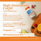Doctor's Best High Absorption CoQ10 400mg with BioPerine Supplement - Coenzyme Q10 Caps for Heart Health & Antioxidant Support, CoQ10 400 mg for Women & Men, Non GMO - 180 Veg Capsules