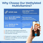 Methylated Multivitamin Gummies for Teens & Kids with Methylfolate, Methyl B12 & Omega3, Teen Vitamins for Boys & Girls 10-19 with Multi-Minerals for Teenager Focus, Energy, Growth, Skin, Eyes, Immune