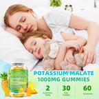 Magnesium Malate Gummies 1000mg, Chewable Magnesium Malate Supplements with CoQ10, L-Theanine & Vitamin B6 for Energy Boost & Muscle Health, Sugar-Free/Vegan, Pineapple Flavor 60 Count