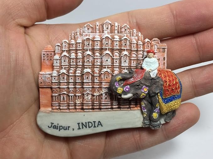 WitnyStore Tiny 2½" Hawa Mahal Palace in Jaipur India Magnet - Miniature Hand Made Resin 3D Asia Landmark Tourist Attractions Decorative Refrigerator Fridge Magnets Décor Collectible Souvenirs Gifts