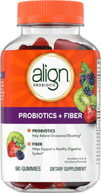 Align Probiotic, Probiotics + Fiber Gummies, Probiotics Help Relieve Occasional Bloating*, Fiber Helps Support a Healthy Digestive System*, #1 Doctor Recommended Probiotic Brand‡, 90 Gummies