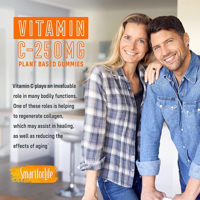 Smart for Life Vitamin C Gummies - Plant-Based Vegan Vitamin C Gummies Natural Orange Flavor - Immune Support Gummies for Adults and Kids - Non-GMO - Dietary Supplement - 30 Count