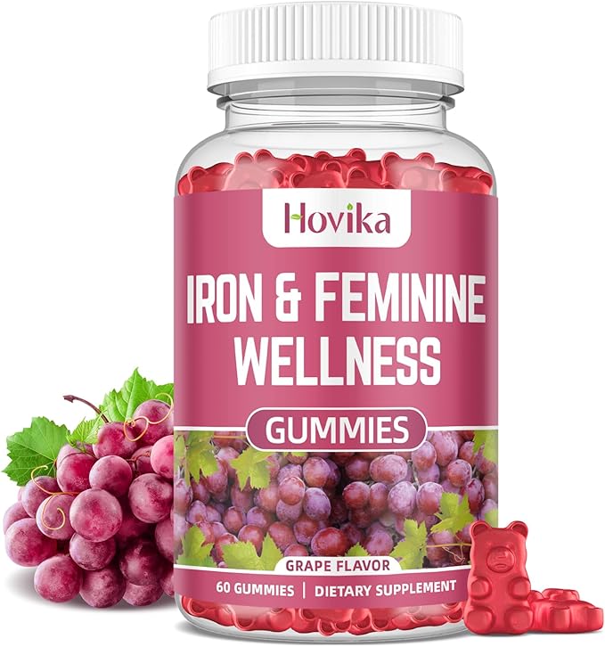 Iron & Hormone Balance for Women Gummies, 40mg Iron Supplement Anemia with multivitamin for Women, Zinc, Selenium, Iodine - for Iron Deficiency - Natural Hormonal Support for PMS, Vegan 60 Count