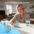 Betife AM PM Pill Organizer 7 Day, Weekly Pill Organizer 2 Times a Day, Daily Pill Box AM PM, Portable Travel Medicine Case, Day Night Pill Container for Medication, Vitamin or Supplement（Ocean Blue）