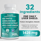 32-in-1 Liver Support with Milk Thistle Supplement – Liver Detox with Silymarin, Artichoke Extract & Beetroot Powder – Comprehensive Wellness Formula for Liver Cleanse – 1426mg (270 count) (Pack of 3)