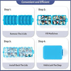 Foldable & Portable Pill Organizer 2 Times A Day with Extra Compartments - Etched Labels - Weekly 7 Day AM PM Medicine Box, Week Daily Travel Pill Case Holder Dispenser for Vitamin, Supplement - Blue