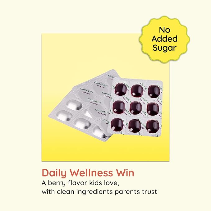 CHILDLIFE ESSENTIALS Elderberry Super-Immune SoftChew Gummies for Kids - Immune Support with Vitamin C & Vitamin D3, Elderberry Immune Supplement for Babies, Toddlers & Children - Berry, 27 Softchews