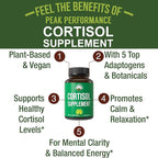 5-in-1 Cortisol Supplement for Women & Men. Lower High Cortisol with Ashwagandha, Rhodiola Rosea, L-Theanine, Phosphatidylserine, Magnolia Bark. Calm Relaxation, Balanced Energy, Vegan Supplements
