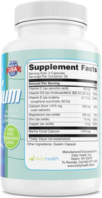 Daily Health - Pure Okinawa Coral Calcium - Marine-Grade Supplement with 72 Trace Minerals - 1475mg, 270 Vegetable Capsules (3 Month Supply)