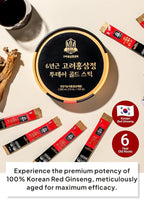 Korean Food 6-Year Korean Red Ginseng Extract Gold Stick, Traditional Ginseng Liquid Supplement, 33.8 fl oz Total (0.34 fl oz / 10 mL x 100 Sticks), Individually Wrapped, Gift Ready
