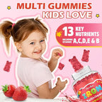 Iron Supplement Gummies for Kids with Multivitamin, Calcium, Zinc, Folate - Kids Iron Gummies Support Immune, Blood Builder, Iron Deficiency, Anemia & Energy - Vegan, Strawberry 60 Count