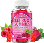 Beet Root Gummies for Women & Men, Beetroot Supplement Beet Chews with Vitamins Grape Seed for Antioxidant Supoort & Immune Health, Sugar-Free/Vegan/Organic,Raspberry Flavor 60 Count