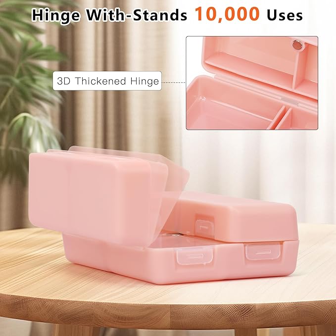 FYY Daily Pill Organizer,2 Pcs 7 Compartments Portable Pill Case Travel Pill Organizer,[Folding Design] Pill Box for Purse Pocket to Hold Vitamins,Cod Liver Oil,Supplements and Medication-Pink+Navy