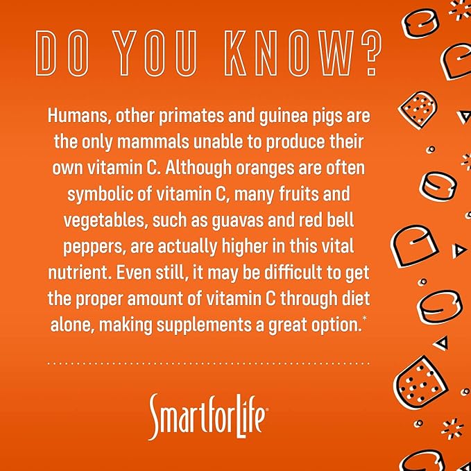Smart for Life Vitamin C Gummies - Plant-Based Vegan Vitamin C Gummies Natural Orange Flavor - Immune Support Gummies for Adults and Kids - Non-GMO - Dietary Supplement - 30 Count