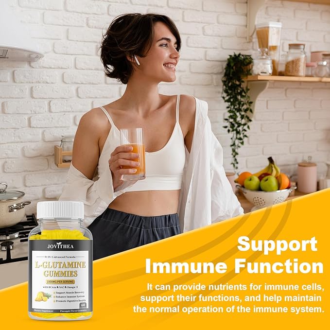 2 Pack L-Glutamine Gummies 1000mg, Glutamine Supplement for Women & Men, with BCAAs, Magnesium & NAC, Support Gut, Muscle Health & Immunity, Vegan, Non-GMO, Gluten Free, Keto Friendly, 120 Count
