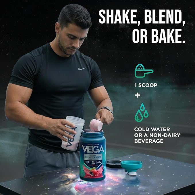 Vega Protein + Supergreens - 20g Plant-Based Protein, Berry, 26 Servings, Real Greens & Veggies, Vegan Keto, 0g Added Sugar, Non-GMO, Gluten Free, Dairy Free, 1.7lbs (Packaging May Vary)