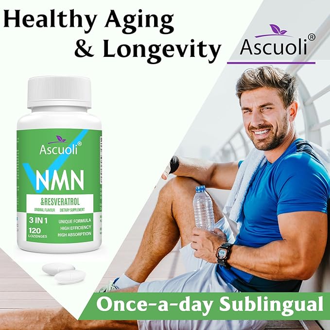 Sublingual NMN 500mg + Trans-Resveratrol 400mg, 3-in-1 Advanced Formula 99% Pure NMN Resveratrol Supplement for Boost* NAD, Cell, Immune, Energy & Muscle, Anti-Aging, 480 Lozenges (480 Days Supply)