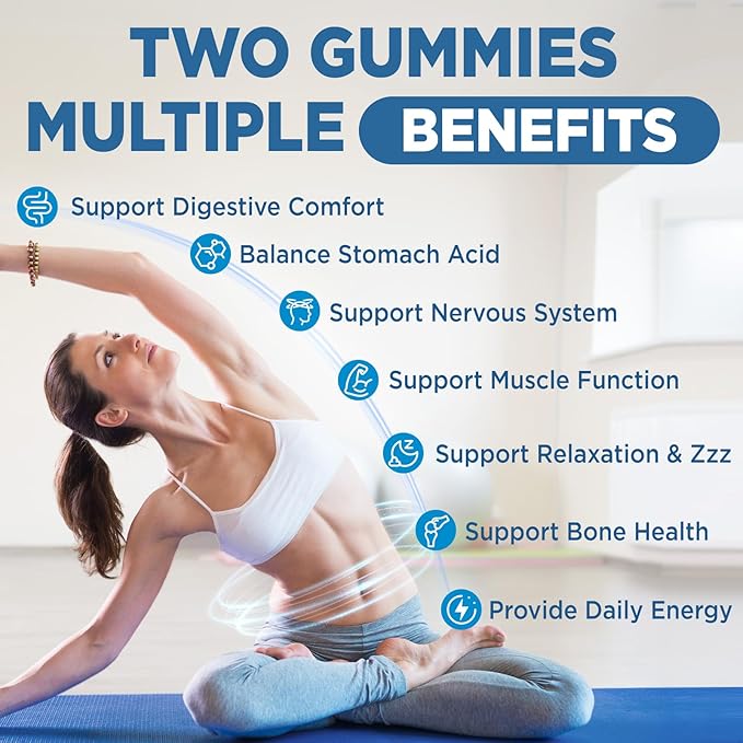 Magnesium Carbonate Gummies 500mg, Chewable Magnesium Supplement for Digestive Support, Muscle & Nerve Health, with Zinc, B6 & D3, Sugar Free, Vegan, Mixed Berry Flavor, 60 Counts