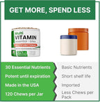 Vitamins for Dogs - 4 in 1 Complex with Omega, Glucosamine, Probiotics and Vitamins - 120 Chews Single Pack Roasted Turkey