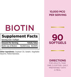 Nature's Bounty Biotin 10000mcg Supplement, Supports Healthy Hair, Skin and Nails, Optimal Solutions Hair Vitamin with Biotin Rapid Release Liquid, 90 Softgels (Pack of 3)