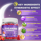 90 Count | L-Theanine Gummies for Kids & Adults - L Theanine Supplements with Ashwagandha, GABA & 5HTP - Support Natural Relaxation, Calm, Deep Zzz & Stress Relief, Strawberry Flavor