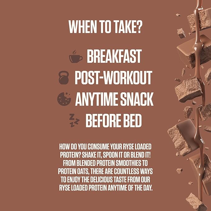 RYSE Loaded Protein Powder - Milk Chocolate - 25g Whey Protein Isolate & Concentrate with Prebiotic Fiber & MCTs - Low Carb, Low Sugar, Digestive-Friendly - 27 Servings / 2 lb Tub