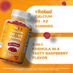 Vitamin D3 + K2 Gummies – Bone & Heart Health Support – 180 Pectin-Based Vegan Gummies