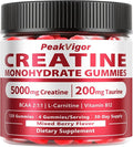 Creatine Monohydrate Gummies for Women & Men, 5000MG Creatine Gummies Sugar Free - Mixed Flavored with L-Taurine, BCAA 21, B12，Vegan, Non-GMO, 120 Gummies