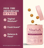 8-in-1 Slippery Elm Vaginal Probiotic Gummies for Women - Intimate Moisture, Balanced pH, Healthy Odor, Yeast Balance & Flora Support + Vitamin C - Tasty Pineapple (60 Count)