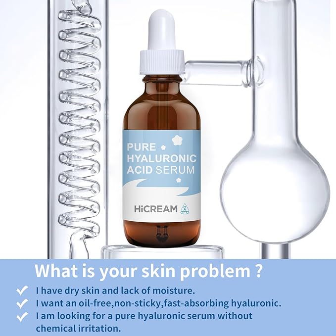 Hyaluronic Acid Serum for Face, Brightening Serum - Even Skin Tone&100% Pure Anti Aging, Intense Hydrating Moisturizer, Non-Greasy, Paraben-Free, Water-Based Skincare for All Skin Types (2 Oz)