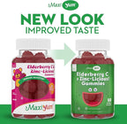 Elderberry Zinc Gummies - Organic Sambucus Elderberry Gummies with Zinc and Vitamin C - Vegan Immune Support for Adults and Kids - Chewable Elderberries Supplements for Immunity Boost - 60 Gummies