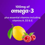 Vitafusion Omega-3 Gummy Vitamins, Berry Lemonade Flavored, Heart Health Vitamins(1) With Omega 3 EPA/DHA and Vitamins A, C, D and E, America’s Number 1 Vitamin Brand, 60 Day Supply, 120 Count