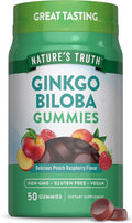Nature's Truth Ginkgo Biloba Gummies | 50 Count | Peach Raspberry Flavor | Vegan, Non-GMO & Gluten Free Extract Supplement