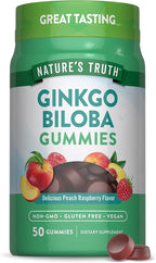 Nature's Truth Ginkgo Biloba Gummies | 50 Count | Peach Raspberry Flavor | Vegan, Non-GMO & Gluten Free Extract Supplement