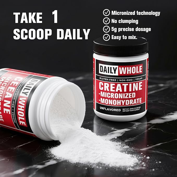 5000mg Creatine Monohydrate Micronized Powder, Pure Unflavored Micronized Creatine Monohydrate 300g (60 Servings) Nutritional Supplements for Men & Women Sugar-Free,Vegan, Non-GMO with Scoop