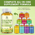 Calcium Citrate 1200mg with Vitamin D3, Calcium Gummies for Women, Calcium Supplements for Bone, Muscle, Immune Support, Sugar Free, Pineapple Flavor - 60 Gummies