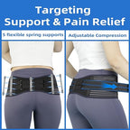 Sacroiliac SI Joint Hip Belt for Women and Men–Adjustable Hip Brace with 5 Springs, Non-Slip Support Brace for SI Joint, Lower Back, Pelvis, Sciatica & Trochanter Pain Relief (Black, Medium)