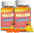 2PACK 3000MG Mullein Gummies, Extra Strength Mullein Leaf Extract with Quercetin, Bromelain for Lung Detox & Immune Support, Mango Flavor, 120 Count
