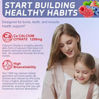 Calcium Citrate Gummies, Chewable 1200mg Calcium Gummies for Women & Men, Calcium Supplement for Muscle & Immune Support, High Absorption, Sugar Free, Mixed Berry Flavor, 60 Count