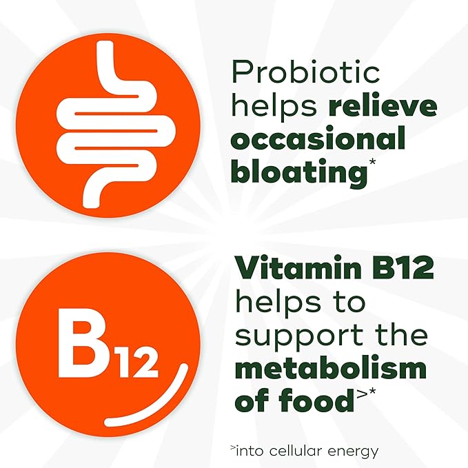 Align Probiotic, Bloating Relief + Food Digestion, Probiotics for Women and Men, Probiotic Helps Soothe Occasional Bloating*, with Vitamin B12 to Help Break Down Food into Cellular Energy*,60 Gummies