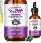 Cortisol Supplements for Women and Men with Magnesium, Ashwagandha, L-Theanine, 10 in 1 Cortisol Detox Manager Reducer, Hormone Balance Liquid Drops - Mood, Focus, Sleep - Blueberry Flavor(2.02 fl.oz)