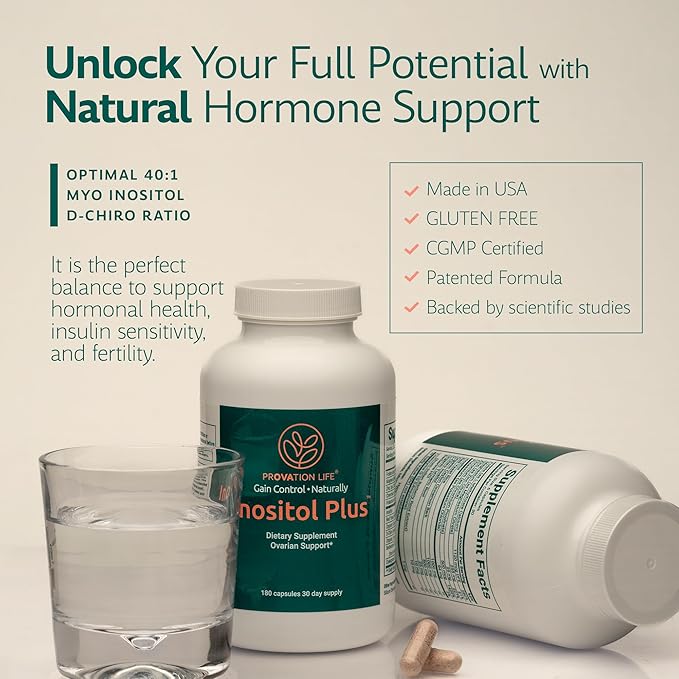 Inositol Plus Supplement for Women | Ovarian Health, Hormone Balance, Fertility, Ovulation | 40:1 Myo-Inositol D-Chiro & 12 Ingredients | Developed by Medical Doctor | 120 Capsules