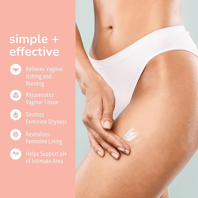 Topical Vulva Cream - Daily Feminine Care Moisturizer Helping with Vaginal Dryness, Burning, Itching, Lubrication & Comfort for Women Estrogen Free, Non-GMO. Omega-7, Vitamin E - 1.76 Fl Oz, 3 Pack