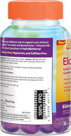Emergen-C Elderberry Gummies, Elderberry Immune Support Natural Flavors with High Potency Vitamin C, Back to School Essentials - 36 Count